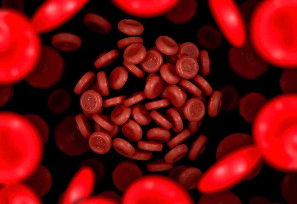 Μικροσκοπική εικόνα αιμοπεταλίων που σχηματίζουν θρόμβο, με κόκκινα αιμοσφαίρια γύρω τους.
